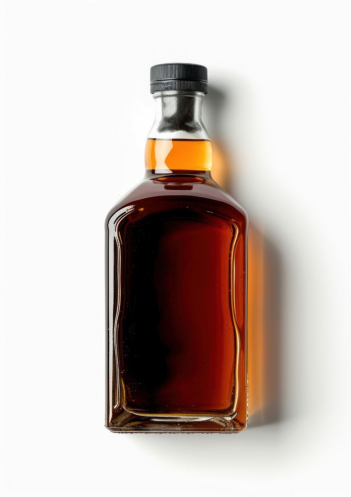 Bourbon bottle whisky drink white background.