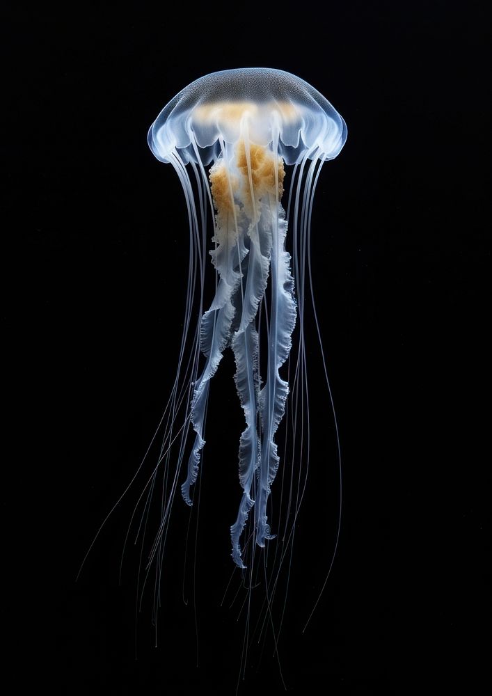 Box Jellyfish jellyfish animal black background.