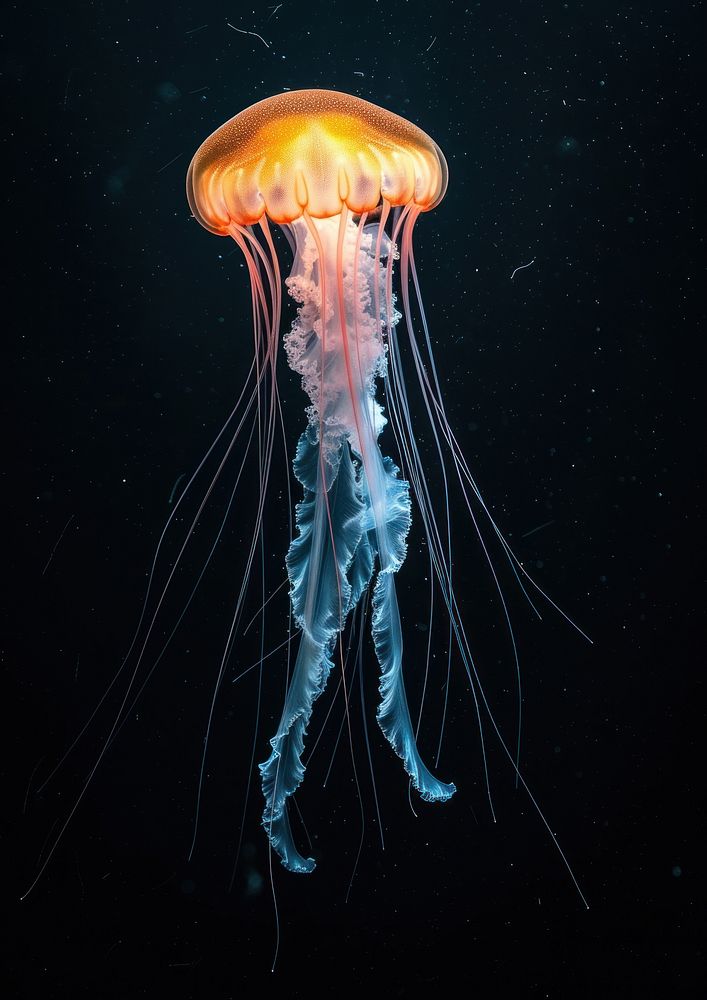 Box Jellyfish jellyfish animal black background.