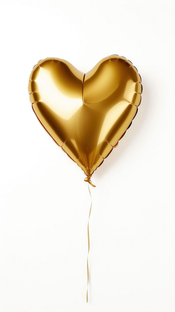 Gold heart balloon white background celebration anniversary.