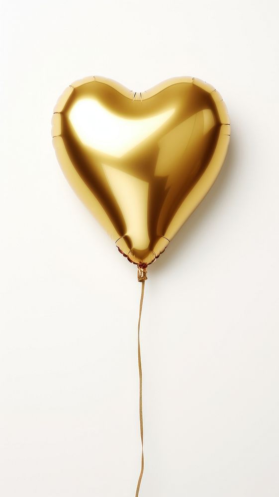Gold heart balloon white background celebration anniversary.