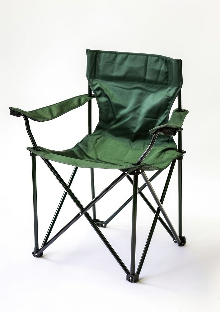 Green camping chair furniture white background relaxation.