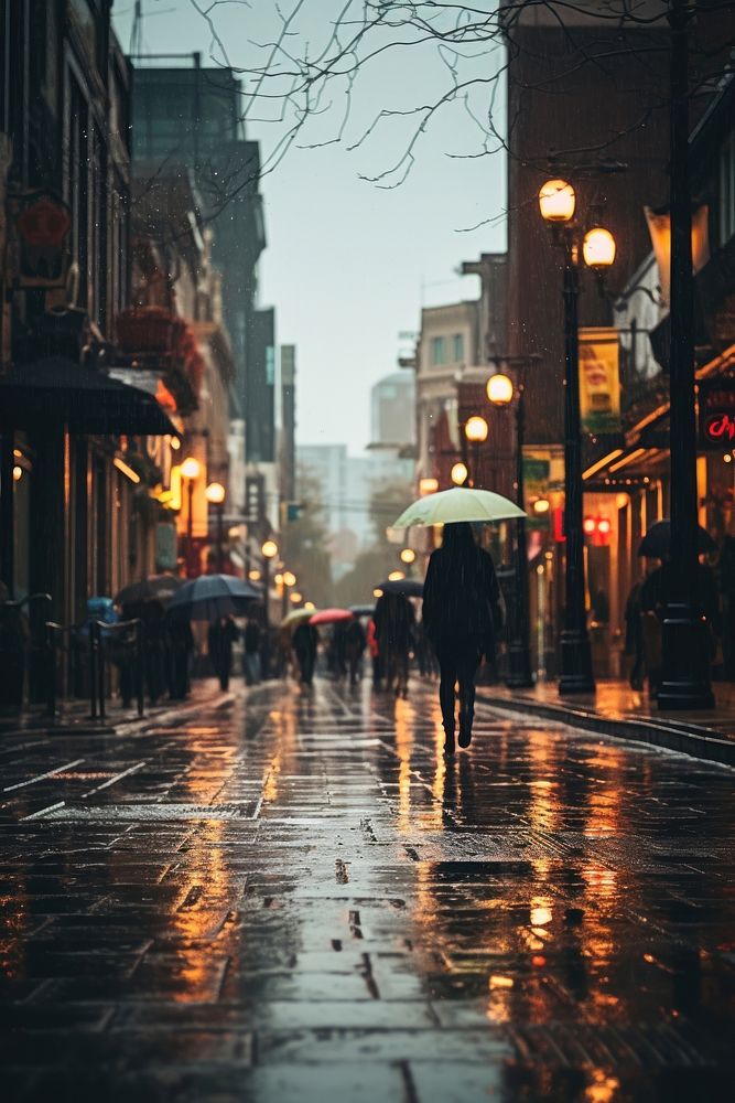 Rainy street adult city.