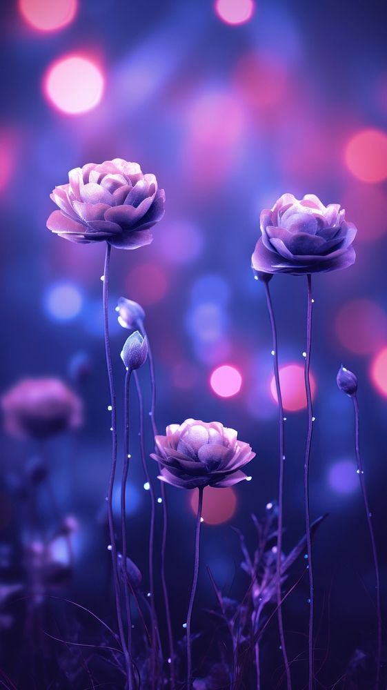 Purple ambiance blurry lighting background outdoors blossom flower.