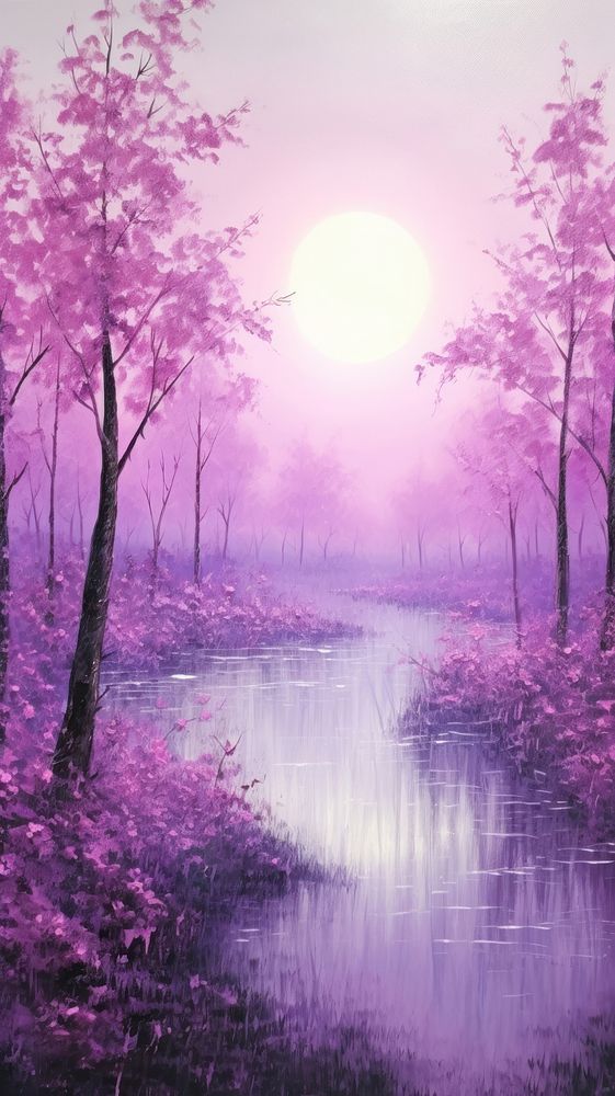 Purple impressionism painting simple background landscape outdoors nature.