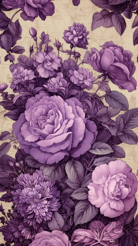 Purple vintage botanical background backgrounds pattern flower.