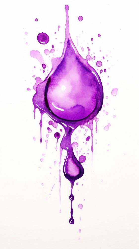 Small purple ink drop in water background biotechnology splattered creativity.