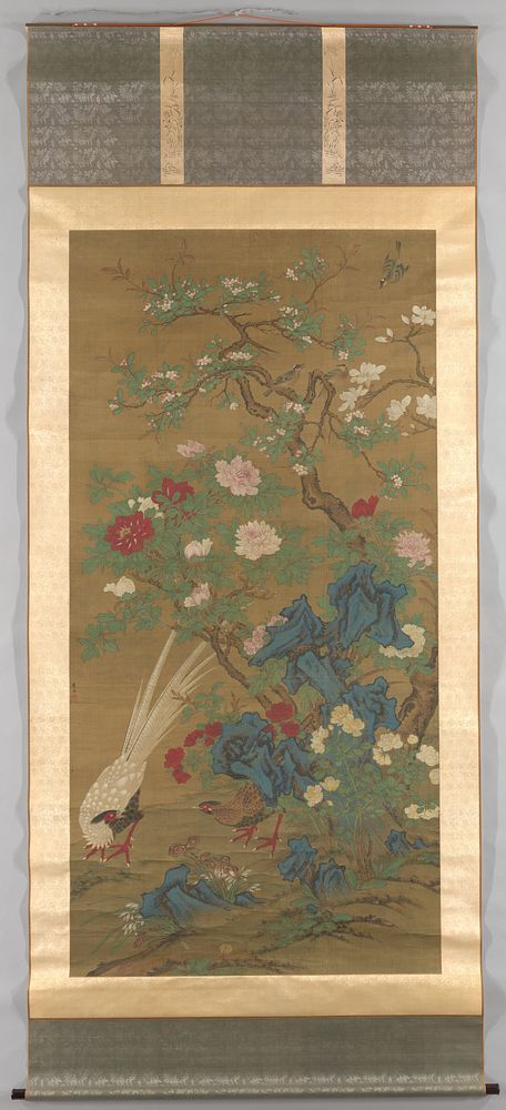 Silver Pheasants under Spring Blossoms (c. 1500) by Ye Shuangshi