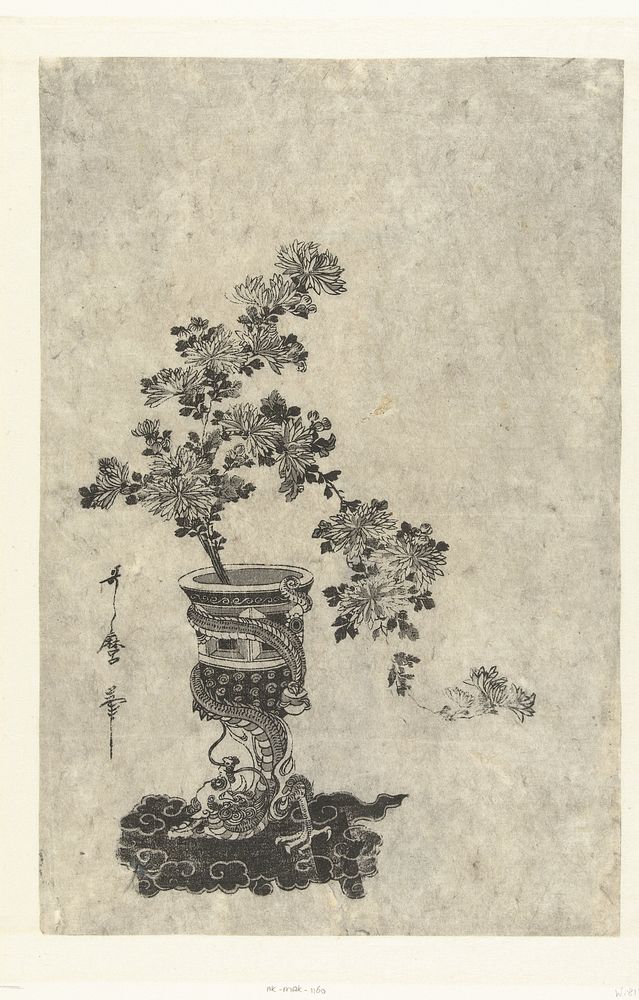 Chrysanten in vaas (1808 - 1815) by Kitagawa Utamaro