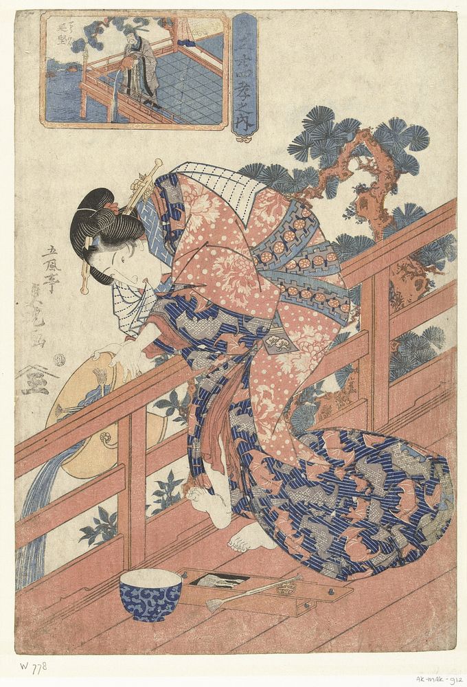 Courtisane vergeleken met Koteiken (1830 - 1840) by Utagawa Sadatora and Moritaya Hanjiro