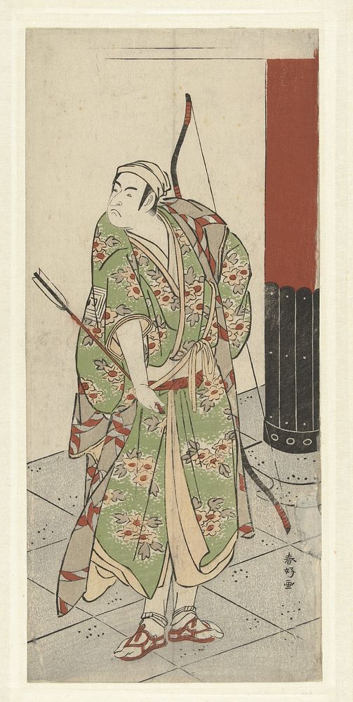 Acteur Ichikawa Monnosuke II met pijl en boog (1780 - 1785) by Katsukawa Shunko