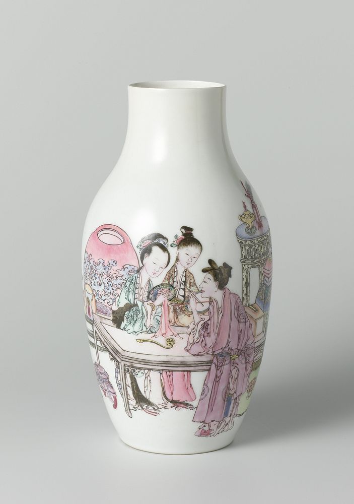 Ovoid vase with three women and an attendant surrounded by precious objects (c. 1800 - c. 1899) by anonymous