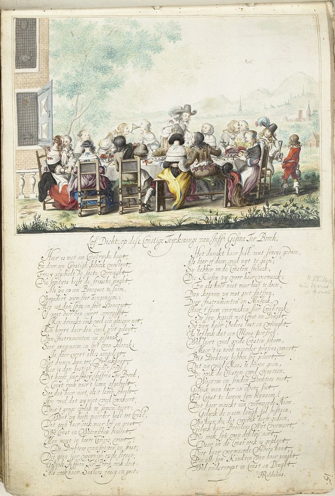 Vrolijk gezelschap in de buitenlucht (1658) by Gesina ter Borch and Joost Hermans Roldanus