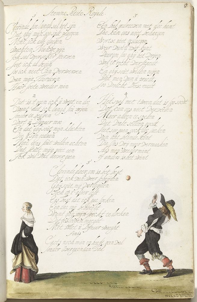 Heer die een bal gooit en een dame (c. 1652 - c. 1653) by Gesina ter Borch and Gesina ter Borch