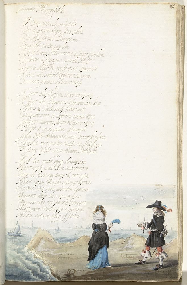 Heer en een dame op het strand (c. 1654) by Gesina ter Borch and Gesina ter Borch
