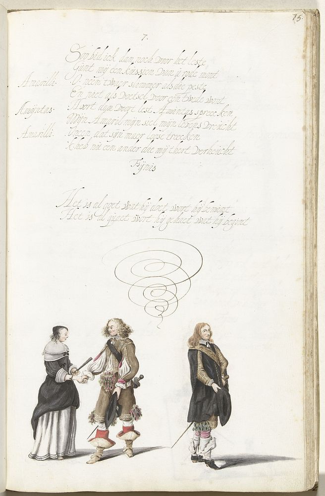 Stel in gesprek terwijl een tweede heer zich afwendt (c. 1654 - c. 1658) by Gesina ter Borch and Gesina ter Borch
