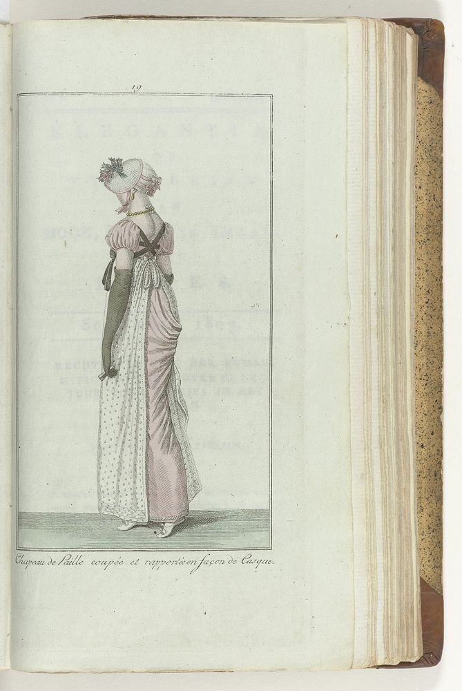 Elegantia, of tijdschrift van mode, luxe en smaak voor dames, Augustus 1807, No. 19: Chapeau de Paille coupée... (1807) by…