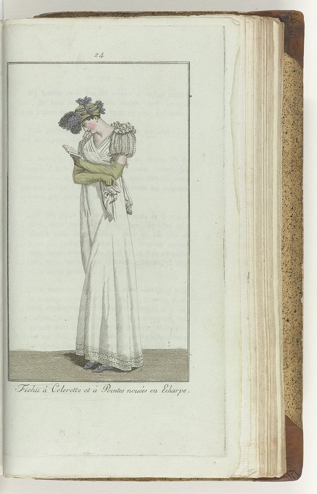 Elegantia, of tijdschrift van mode, luxe en smaak voor dames, Oktober 1807, No. 24: Fichu a Colerette et a Peintes nouées en…