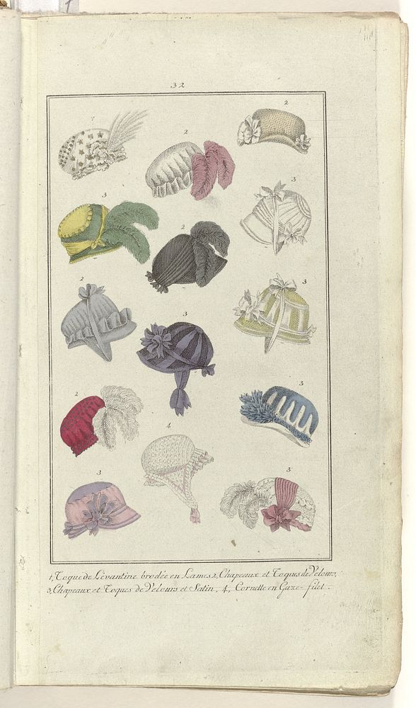 Elegantia, of tijdschrift van mode, luxe en smaak voor dames, Januari 1808, No. 32: Toque de Levantine.... (1808) by…