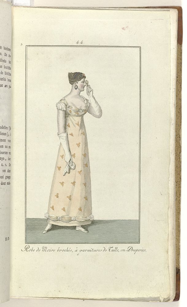Elegantia, of tijdschrift van mode, luxe en smaak voor dames, Mei 1808, No. 44: Robe de Moire brochée,... (1808) by…