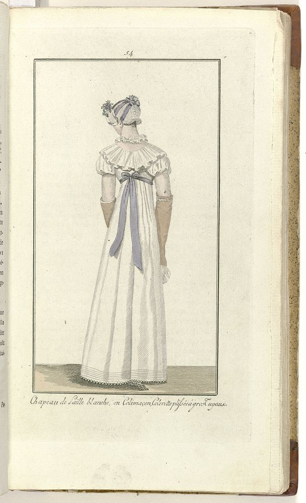 Elegantia, of tijdschrift van mode, luxe en smaak voor dames, Augustus 1808, No. 54: Chapeau de Paille blanche... (1808) by…