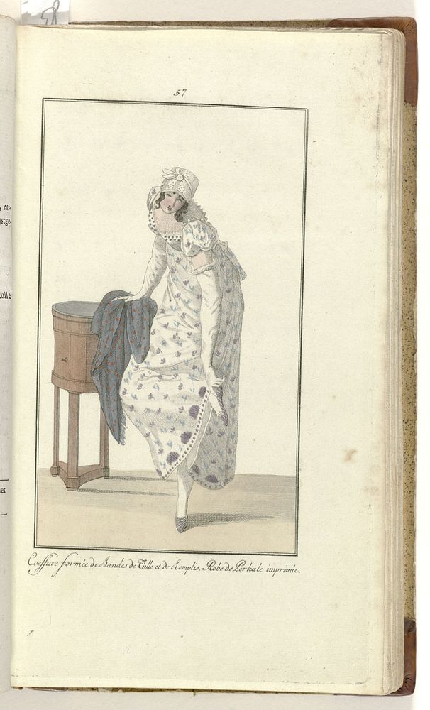 Elegantia, of tijdschrift van mode, luxe en smaak voor dames, September 1808, No. 57 : Coeffure formée de Bandes de Tulle...…