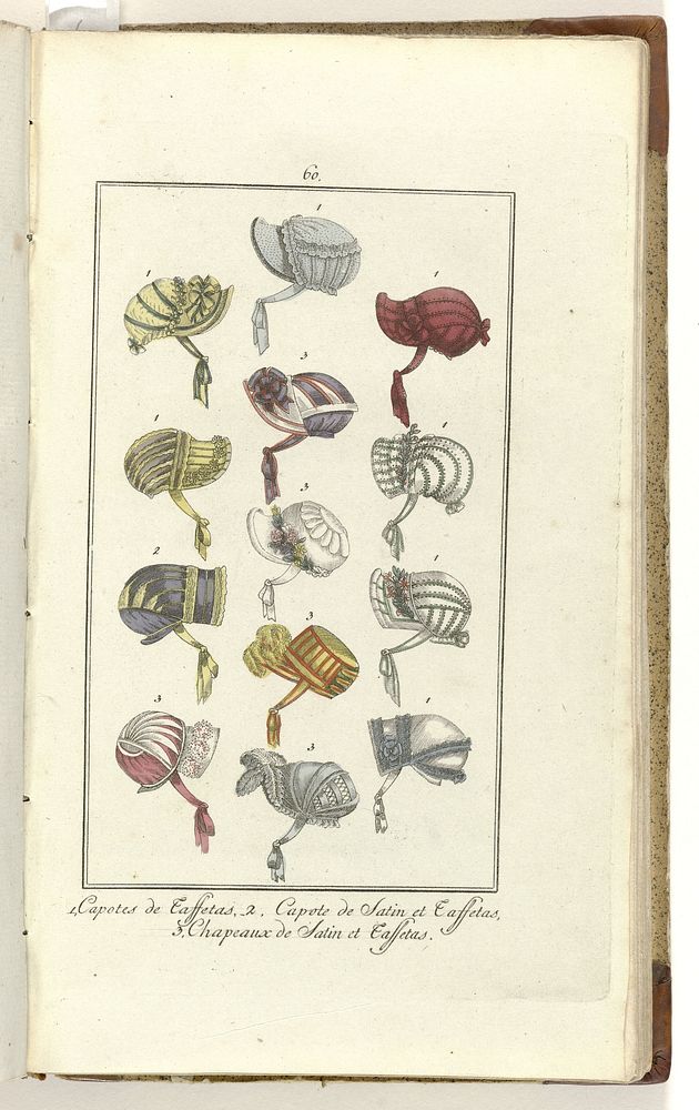Elegantia, of tijdschrift van mode, luxe en smaak voor dames, Oktober 1808, No. 60: 1. Capotes de Taffetas... (1808) by…