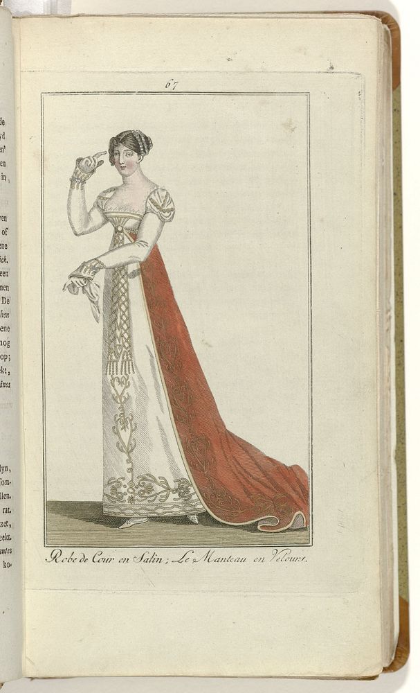 Elegantia, of tijdschrift van mode, luxe en smaak voor dames, Januari 1809, No. 67: Robe de Cour en Satin... (1809) by…