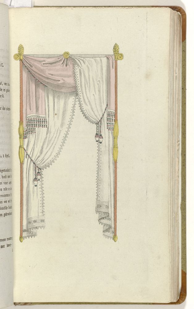 Elegantia, of tijdschrift van mode, luxe en smaak voor dames, April 1809, t.o.pag. 124 : Elegante vensterdraperie (1809) by…