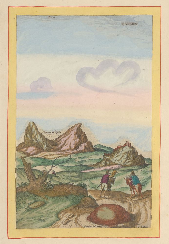 Gezicht op de plaats Zahara de la Sierra (1596) by Symon Novelanus, Frans Hogenberg, Joris Hoefnagel and Anna Beeck