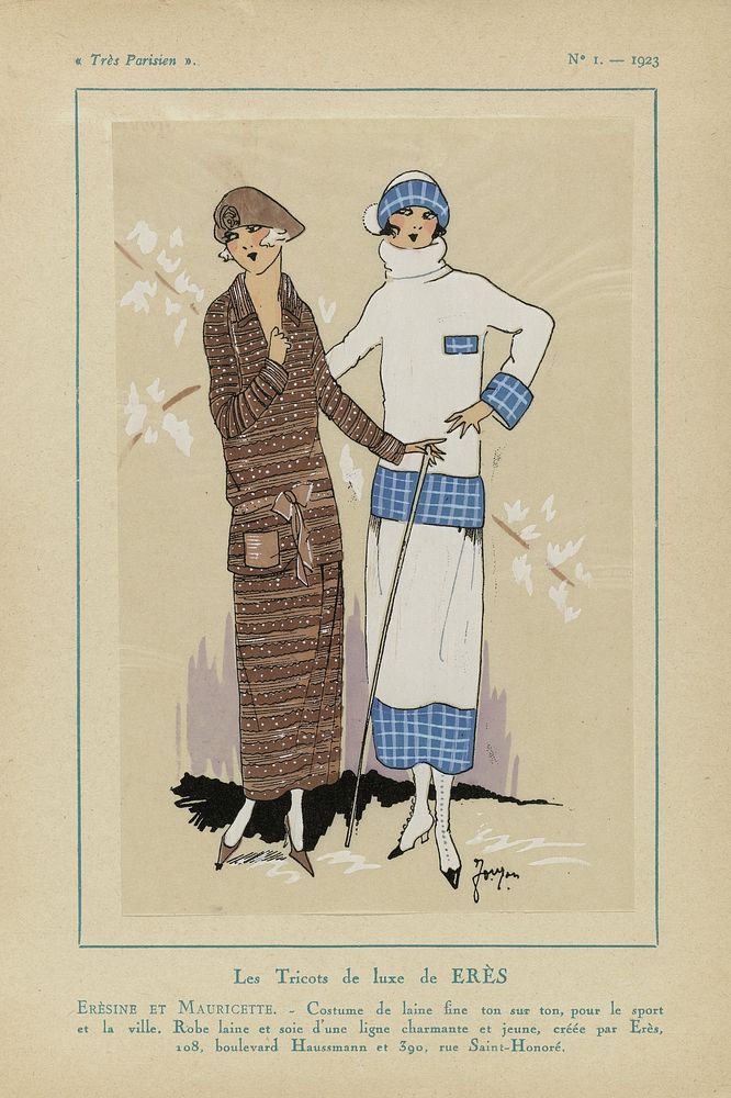 Très Parisien, 1923, No 1: Les Tricots de luxe de ERÈS... (1923) by anonymous, Erès and G P Joumard
