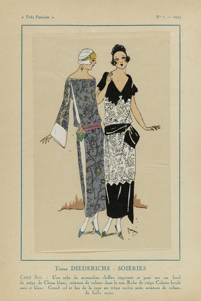 Très Parisien, 1923, No. 1: Tissus DIÉDERICHS- SOIERIES... (1923) by anonymous, Diederichs Soieries and G P Joumard