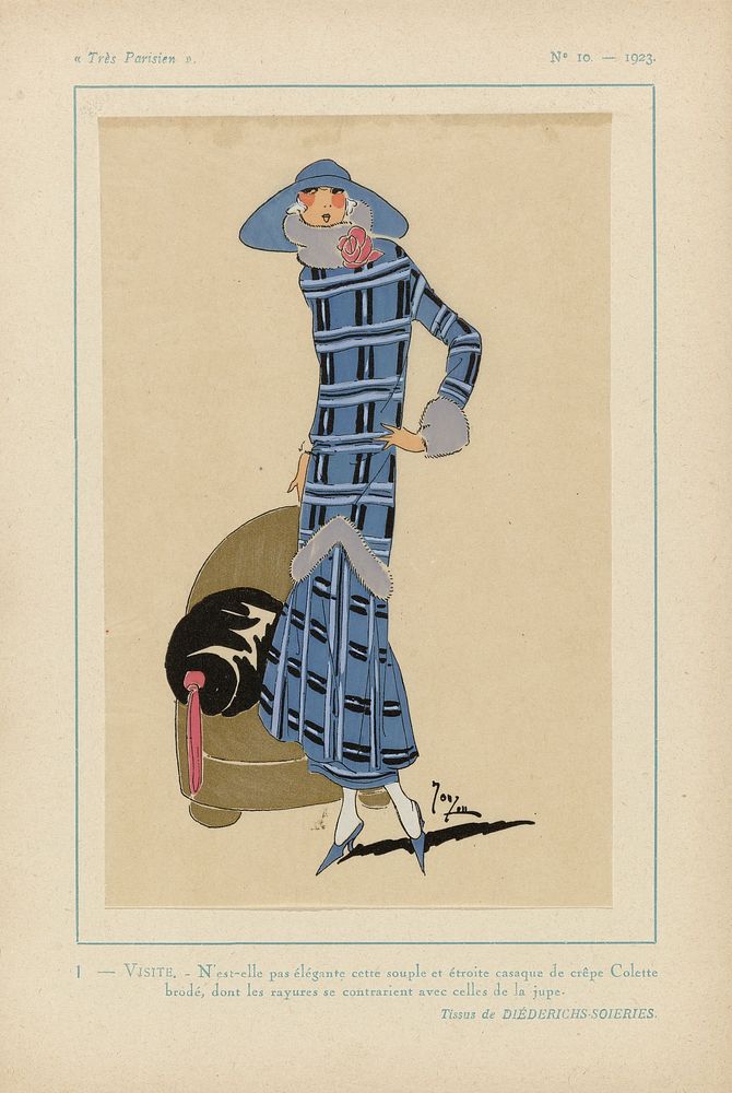 Très Parisien, 1923, No 10: 1 - VISITE. - N'est-elle pas élégante... (1923) by anonymous, Diederichs Soieries and G P Joumard
