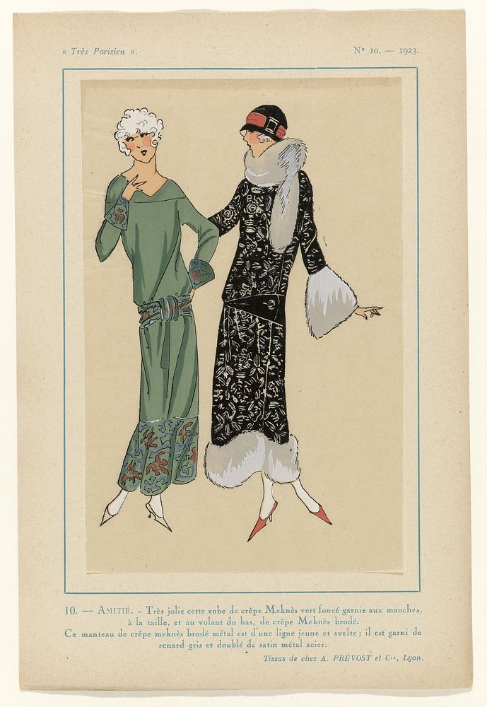 Très Parisien, 1923, No 10: 10. - AMITIÉ. - Très jolie cette robe... (1923) by anonymous, A et Cie Prévost and G P Joumard