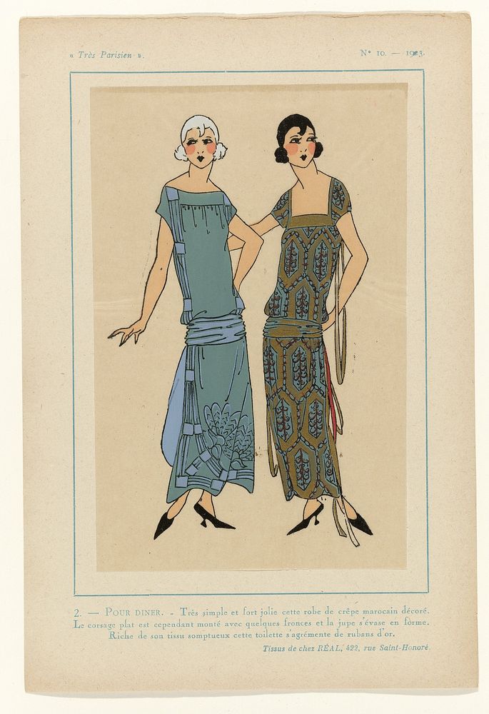 Très Parisien, 1923, No 10: 2. - POUR DINER. - Très simple et fort jolie... (1923) by anonymous, Réal and G P Joumard
