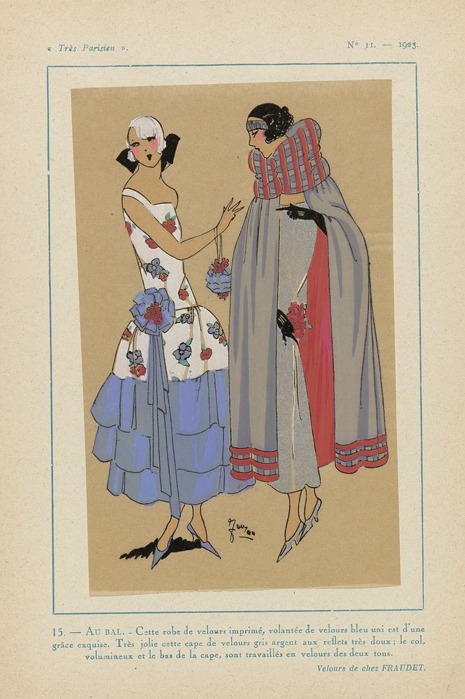 Très Parisien, 1923, No 11: 15. - AU BAL. - Cette robe de velours... (1923) by anonymous, Fraudet and G P Joumard