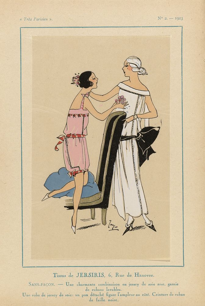 Très Parisien, 1923, No. 2: Tissus de JERSERIS....Sans Façon... (1923) by anonymous, Jersiris and G P Joumard