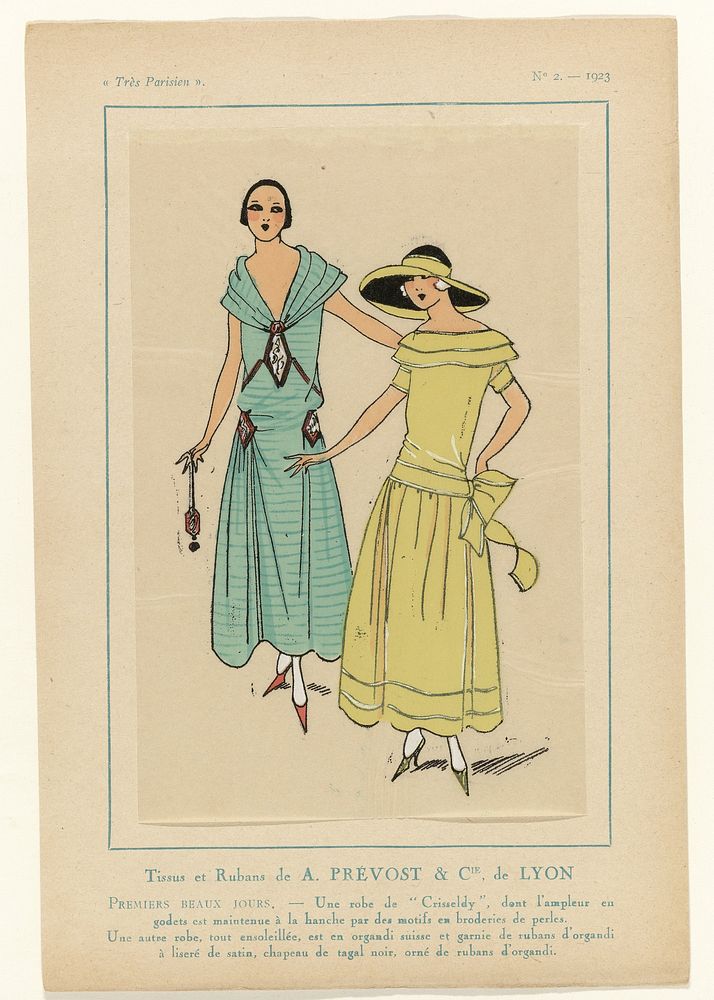 Très Parisien, 1923, No. 2: Tissus et Rubans de A. PRÉVOST & Cie. de LYON... (1923) by anonymous, A et Cie Prévost and G P…