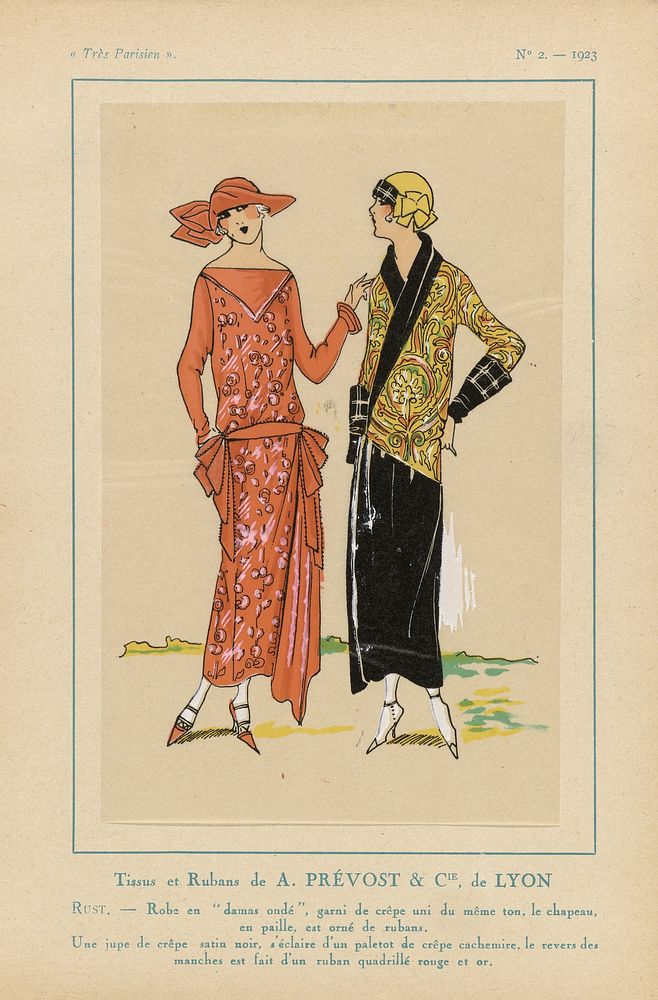 Très Parisien, 1923, No. 2: Tissus et Rubans de A. PRÉVOST & CIE ... (1923) by anonymous, A et Cie Prévost and G P Joumard