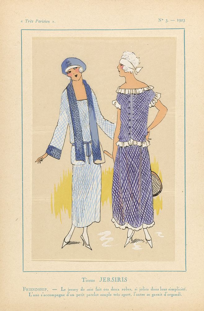 Très Parisien, 1923, No. 3: Tissus JERSERIS...FRIENDSHIP... (1923) by anonymous, Jersiris and G P Joumard