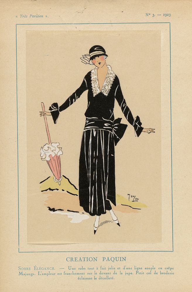 Très Parisien, 1923, No. 3: Creation de PAQUIN. Sobre Elégance... (1923) by anonymous, Jeanne Paquin and G P Joumard