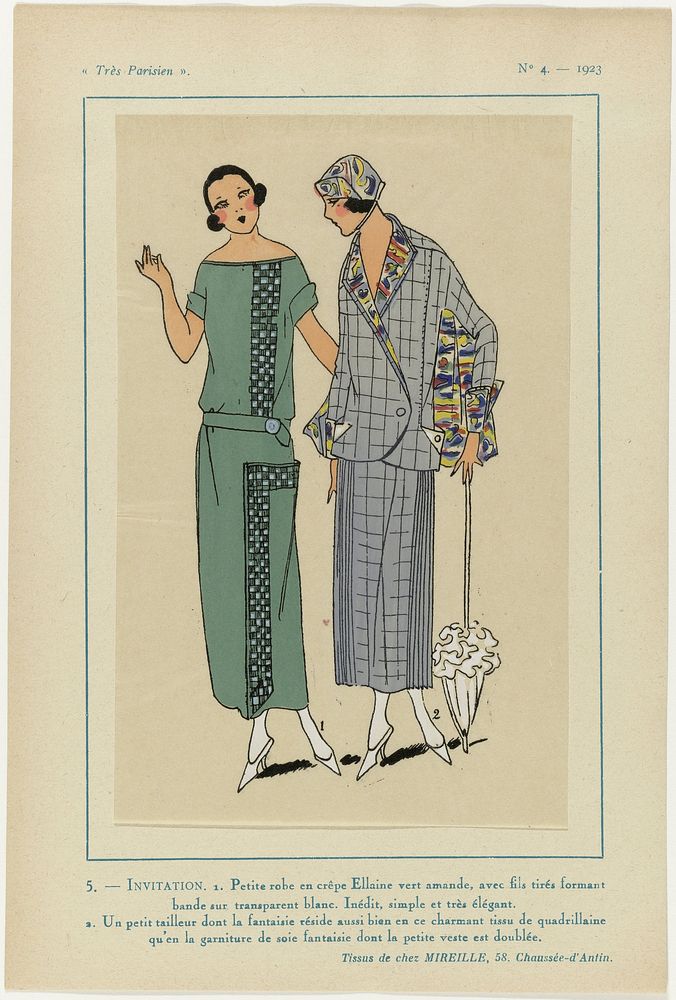 Très Parisien, 1923, No. 4: 5. - INVITATION. 1. Petite robe... (1923) by anonymous, Mireille and G P Joumard