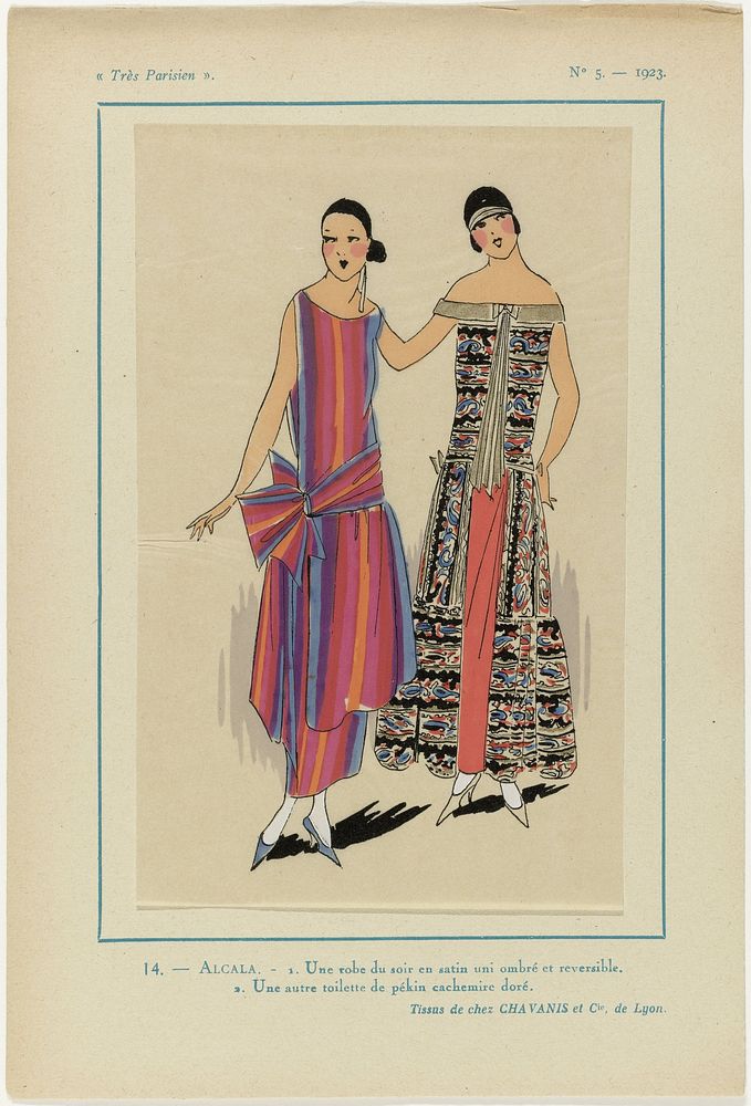 Très Parisien, 1923, No 5: 14.- ALCALA. - 1. Une robe du soir... (1923) by anonymous, Chavanis et Cie and G P Joumard