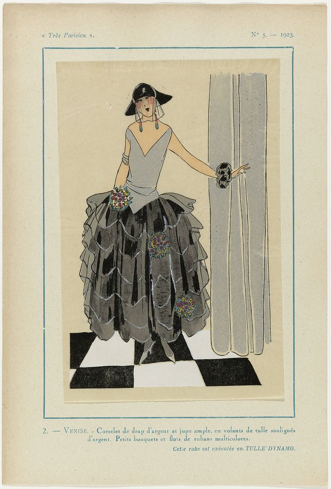 Très Parisien, 1923, No 5: 2. - VENISE. - Corselet de drap d'argent... (1923) by anonymous, Tulle Dynamo and G P Joumard