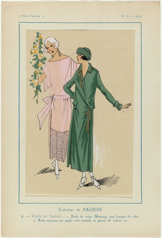 Très Parisien, 1923, No 5: 6. - VISITE AU JARDIN... (1923) by anonymous, Jeanne Paquin and G P Joumard