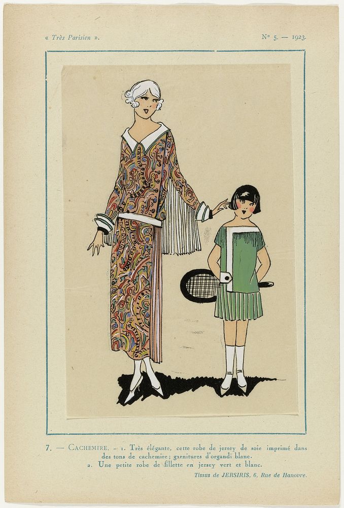 Très Parisien, 1923, No 5: 7.- CACHEMIRE. - 1. Très élégante,... (1923) by anonymous, Jersiris and G P Joumard