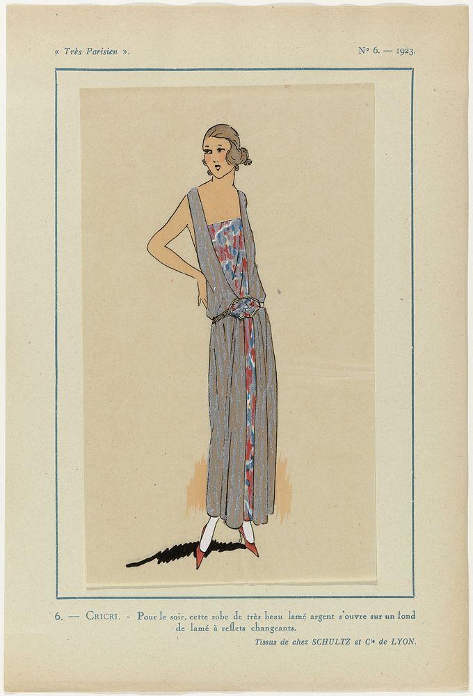 Très Parisien, 1923, No 6: 6.- CRICRI. - Pour le soir, cette robe... (1923) by anonymous, Schulz et Cie and G P Joumard