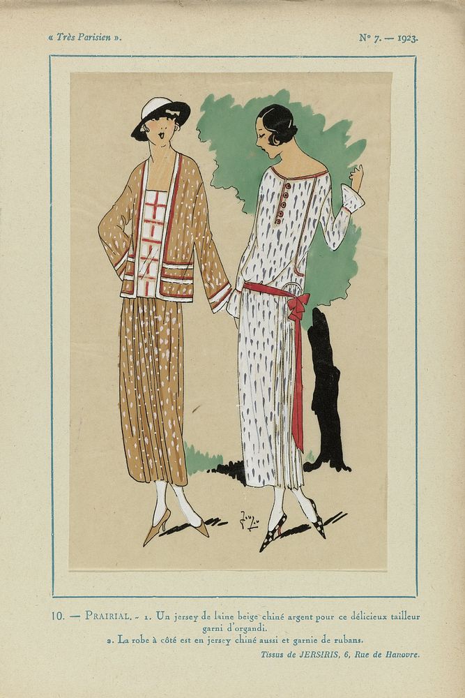 Très Parisien, 1923, No 7: 10.- PRAIRIAL. - 1. Un jersey de laine beige... (1923) by anonymous, Jersiris and G P Joumard
