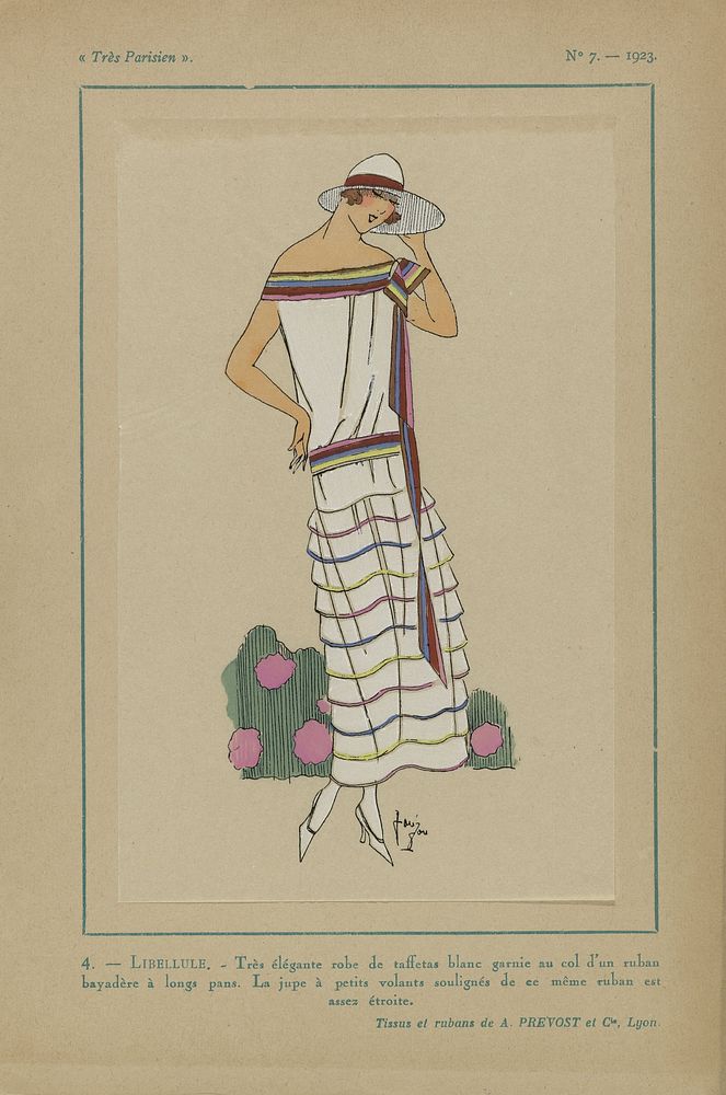 Très Parisien, 1923, No 7: 4.- LIBELLULE. - Très élégante robe de taffetas... (1923) by anonymous, A et Cie Prévost and G P…