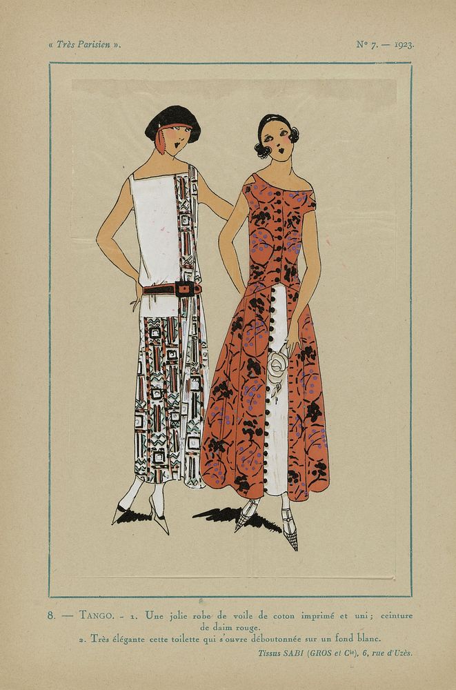 Très Parisien, 1923, No 7: 8.- TANGO. - 1. Une jolie robe de voile... (1923) by anonymous, Sabi Gros et Cie and G P Joumard